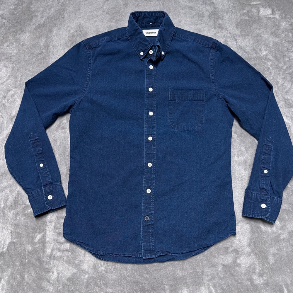 Taylor‎ Stitch The Jack Shirt Mens 36 XS Blue Organic Cotton Indigo Button Down